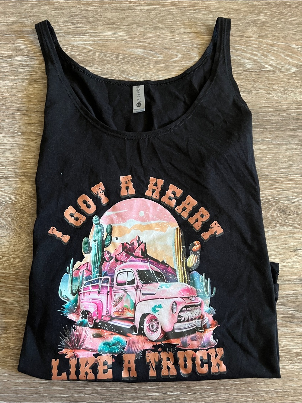 Black Tank with Pink Desert Truck Graphic